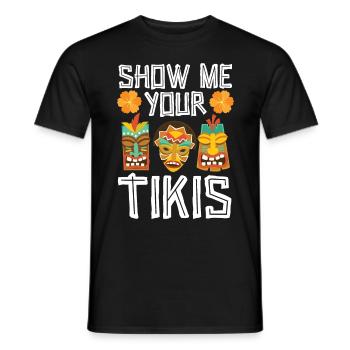 Show me your Tikis Hawaiian Luau Party Tiki - Men's T-Shirt - black - Front - AI Model Male 178 light (178cm)