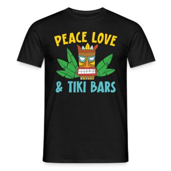Peace Love & Tiki Bars Luau Party Tiki Bar - Men's T-Shirt - black - Front - AI Model Male 178 light (178cm)