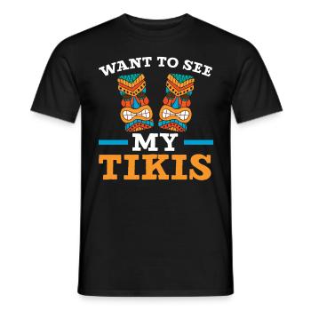 Willst du meine Tikis sehen? Hawaiianische Luau-Pa - Männer T-Shirt - Schwarz - Vorne - AI Model Male 178 light (178cm)