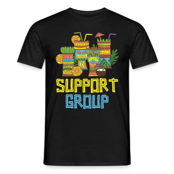 Support Group Hawaiian Luau Party Tiki Ba - Men's T-Shirt - black - Front - AI Model Male 178 light (178cm)