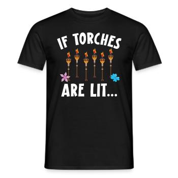 When Torches Burn Hawaiian Luau Party Tiki - Men's T-Shirt - black - Front - AI Model Male 178 light (178cm)