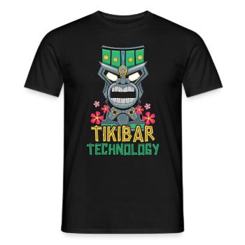 Tiki Bar Technique Hawaiian Luau Party Tiki Bar - Men's T-Shirt - black - Front - AI Model Male 178 light (178cm)