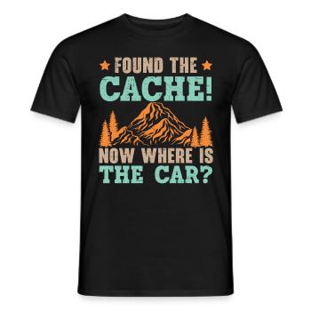 Found the cache! Where's the car now? Geocach - Men's T-Shirt - black - Front - AI Model Male 178 light (178cm)