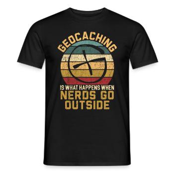 Geocaching is what happens when nerds are looking for - Men's T-Shirt - black - Front - AI Model Male 178 light (178cm)