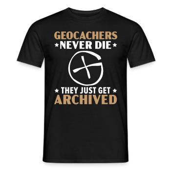 Les géocacheurs ne meurent jamais, ils sont seulement archivés - T-shirt homme - noir - Devant - AI Model Male 178 light (178cm)