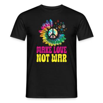 Hippie Peace Zeichen Frieden Blumen Blumenkind - Männer T-Shirt - Schwarz - Vorne - AI Model Male 178 light (178cm)