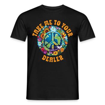 Hippie Peace Sign Peace Flowers Flower Child - Men's T-Shirt - black - Front - AI Model Male 178 light (178cm)