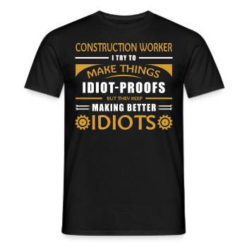 Conception de construction pour hommes Papa Ouvrier de la construction - T-shirt homme - noir - Devant - AI Model Male 178 light (178cm)