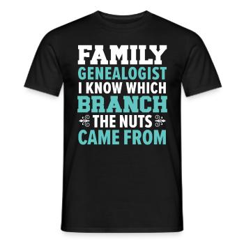 Family genealogist branch the nuts came from - Men's T-Shirt - black - Front - AI Model Male 178 light (178cm)
