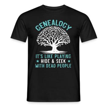 Genealogy Playing hide-and-seek with dead people - Men's T-Shirt - black - Front - AI Model Male 178 light (178cm)