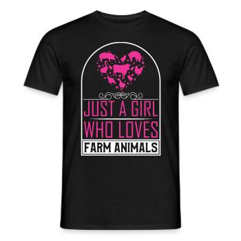 Filles, animaux de ferme, vaches, cochons, chèvres - T-shirt homme - noir - Devant - AI Model Male 178 light (178cm)