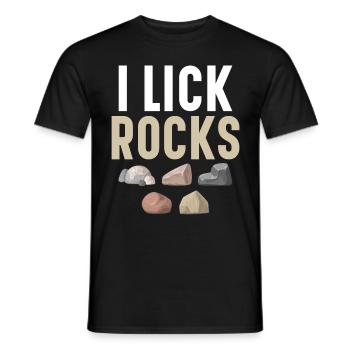 Je lèche les roches, la géologie, le lévrier, la collecte de pierres - T-shirt homme - noir - Devant - AI Model Male 178 light (178cm)