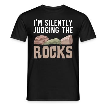 Je juge les rochers en silence Rassembler des rochers - T-shirt homme - noir - Devant - AI Model Male 178 light (178cm)