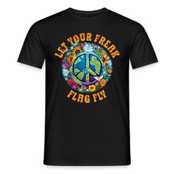 Hippie Peace Sign Peace Flowers Flower Child - T-shirt homme - noir - Devant - AI Model Male 178 light (178cm)