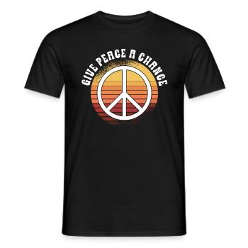 Hippie Peace Sign Peace Flowers Flower Child - T-shirt homme - noir - Devant - AI Model Male 178 light (178cm)