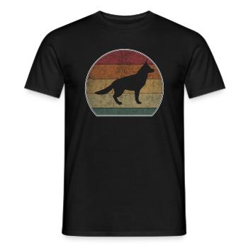 Retro German Shepherd Sunset - Men's T-Shirt - black - Front - AI Model Male 178 light (178cm)