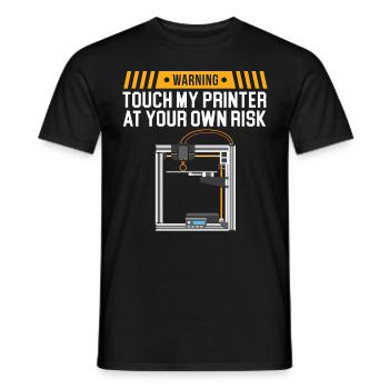 Warnung: Berühren Sie meinen Drucker auf eigene Ge - Männer T-Shirt - Schwarz - Vorne - AI Model Male 178 light (178cm)
