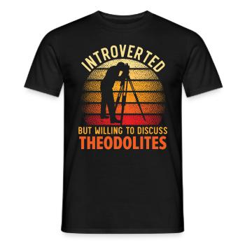 Introverti, mais prêt à parler des théodolites - T-shirt homme - noir - Devant - AI Model Male 178 light (178cm)