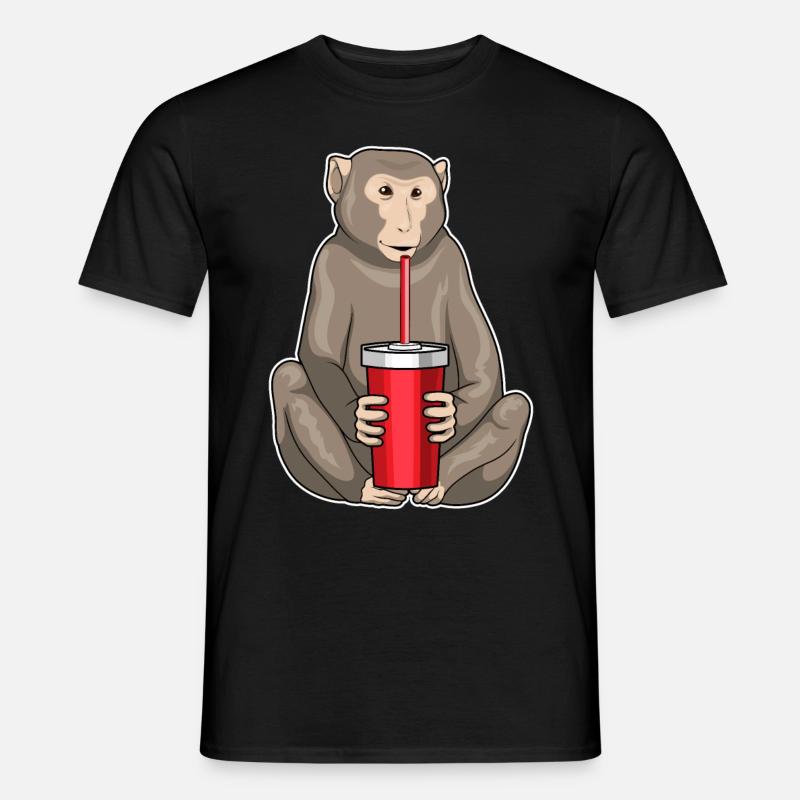 Affe Trinkbecher - Männer T-Shirt - Schwarz