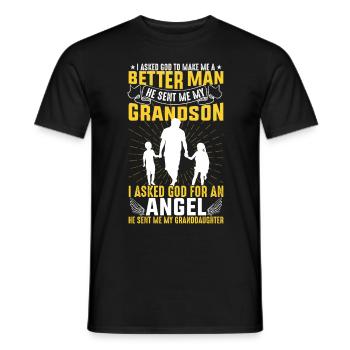 I asked God to make me a better man - Men's T-Shirt - black - Front - AI Model Male 178 light (178cm)