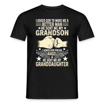 I asked God to make me a better man - Men's T-Shirt - black - Front - AI Model Male 178 light (178cm)