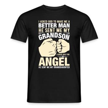 I asked God to make me a better man - Men's T-Shirt - black - Front - AI Model Male 178 light (178cm)