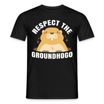 Retro Groundhog Respect the Groundhog - Men's T-Shirt - black - Front - AI Model Male 178 light (178cm)