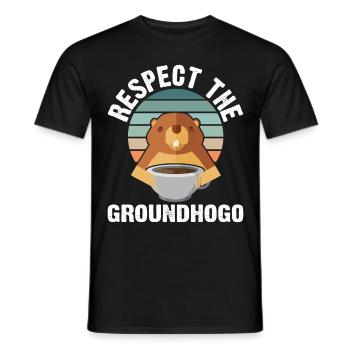 Retro Groundhog Respect the Groundhog - Men's T-Shirt - black - Front - AI Model Male 178 light (178cm)