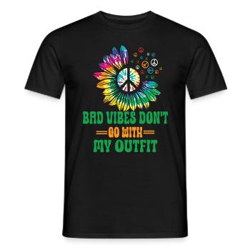 Hippie Peace Zeichen Frieden Blumen Blumenkind - Männer T-Shirt - Schwarz - Vorne - AI Model Male 178 light (178cm)