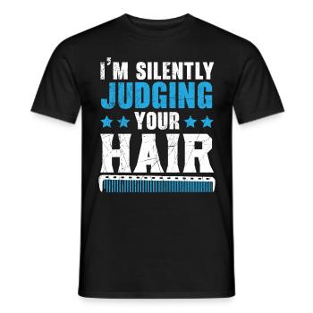 Je juge silencieusement ta coiffure Barb - T-shirt homme - noir - Devant - AI Model Male 178 light (178cm)