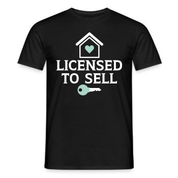 License to sell a house Real estate agent Real estate - Men's T-Shirt - black - Front - AI Model Male 178 light (178cm)