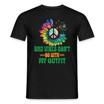Hippie Peace Zeichen Frieden Blumen Blumenkind - Männer T-Shirt - Schwarz - Vorne - AI Model Male 178 light (178cm)
