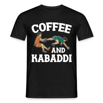 Coffee and Kabaddi Indian Game Team Sports - Men's T-Shirt - black - Front - AI Model Male 178 light (178cm)