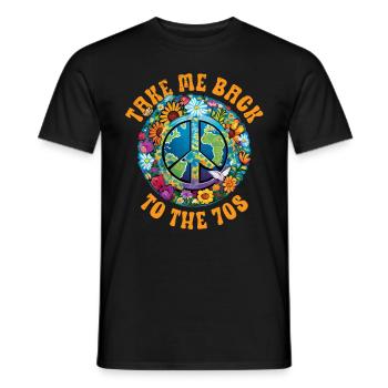 Hippie Peace Sign Peace Flowers Flower Child - T-shirt homme - noir - Devant - AI Model Male 178 light (178cm)
