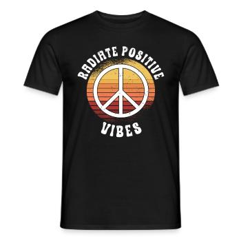Hippie Peace Sign Peace Flowers Flower Child - T-shirt homme - noir - Devant - AI Model Male 178 light (178cm)