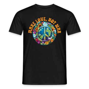 Hippie Peace Zeichen Frieden Blumen Blumenkind - Männer T-Shirt - Schwarz - Vorne - AI Model Male 178 light (178cm)