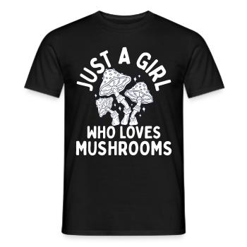Just a girl who loves mushroom clothes mushrooms - Men's T-Shirt - black - Front - AI Model Male 178 light (178cm)