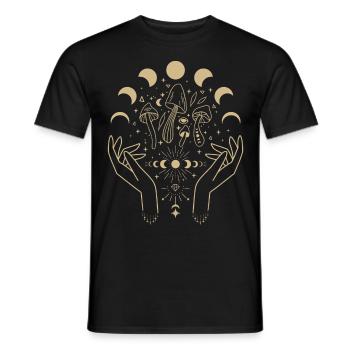 Boho Mushrooms Cottage Core Aesthetic Goblincore - Men's T-Shirt - black - Front - AI Model Male 178 light (178cm)