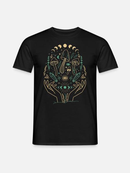 Boho Mushrooms Cottage Core Esthétique Goblincore - T-shirt homme - noir