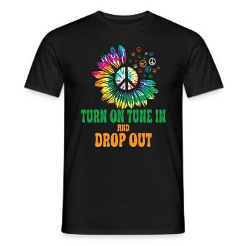 Hippie Peace Sign Peace Flowers Flower Child - T-shirt homme - noir - Devant - AI Model Male 178 light (178cm)