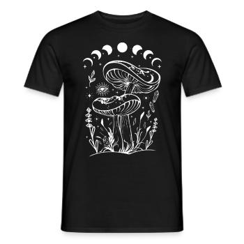 Boho Mushrooms Cottage Core Aesthetic Goblincore - Men's T-Shirt - black - Front - AI Model Male 178 light (178cm)