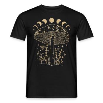 Boho Mushrooms Cottage Core Aesthetic Goblincore - Men's T-Shirt - black - Front - AI Model Male 178 light (178cm)