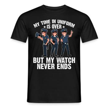 My time in uniform is over Police Policeman - Men's T-Shirt - black - Front - AI Model Male 178 light (178cm)