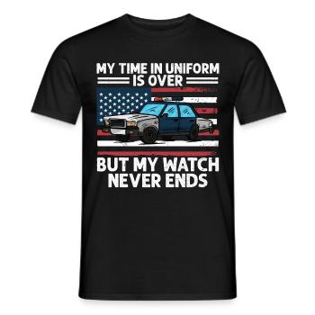 My time in uniform is over Police Policeman - Men's T-Shirt - black - Front - AI Model Male 178 light (178cm)