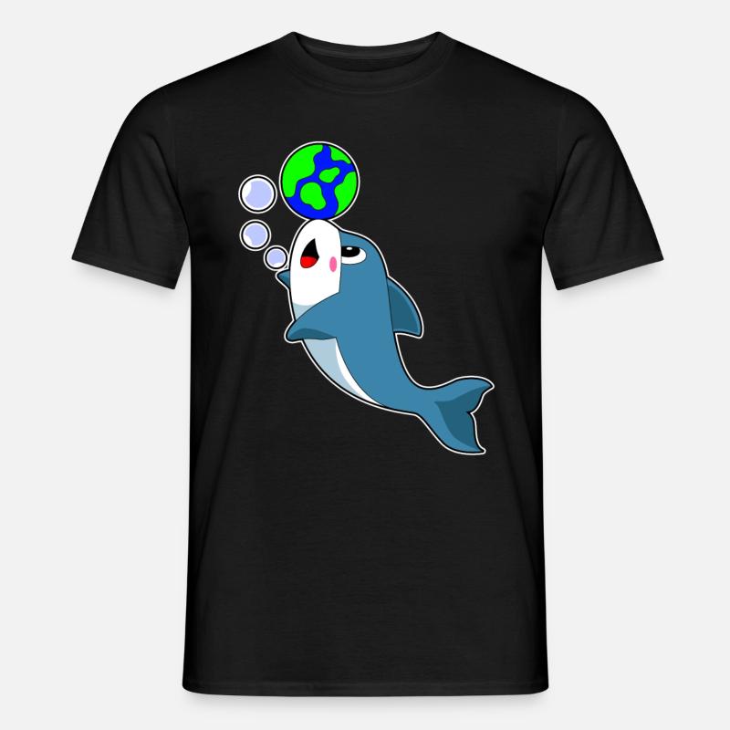 Delfin Erde - Männer T-Shirt - Schwarz