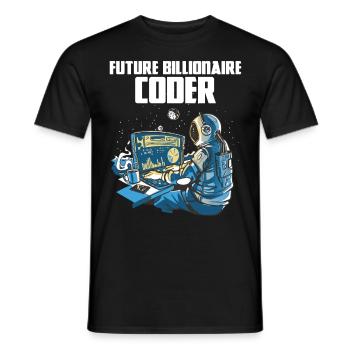 Future billionaire coder - Men's T-Shirt - black - Front - AI Model Male 178 light (178cm)