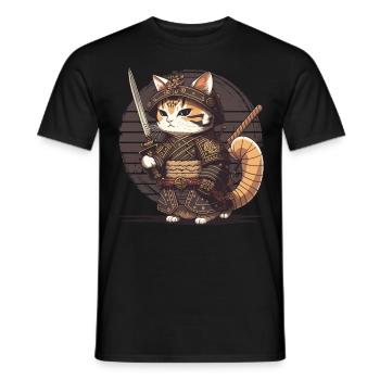 Samurai Cat Kawaii Japanese Ninja Cat - Men's T-Shirt - black - Front - AI Model Male 178 light (178cm)