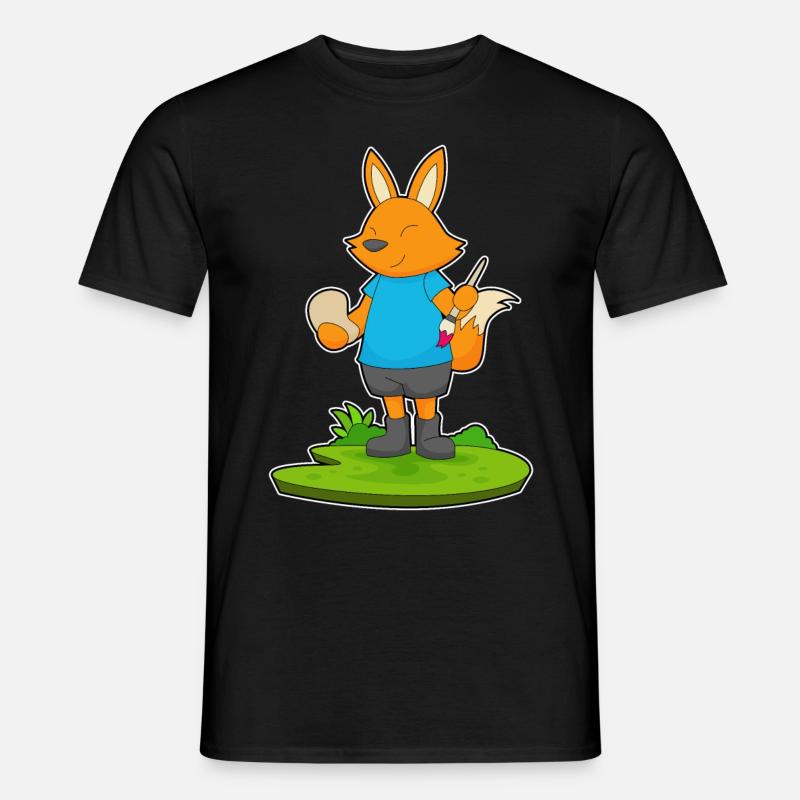 Fuchs Malen Pinsel - Männer T-Shirt - Schwarz