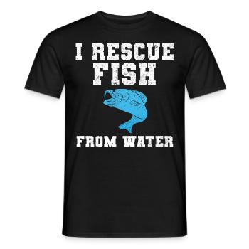 Je sauve des poissons de l’eau Fischer - T-shirt homme - noir - Devant - AI Model Male 178 light (178cm)