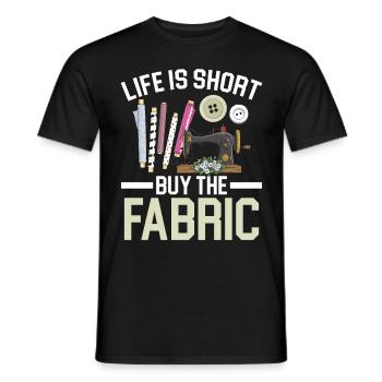La vie est courte Acheter le tissu Couture au crochet - T-shirt homme - noir - Devant - AI Model Male 178 light (178cm)